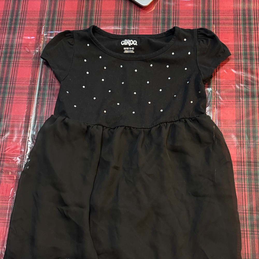 Girls Black dressy top with silver sequins